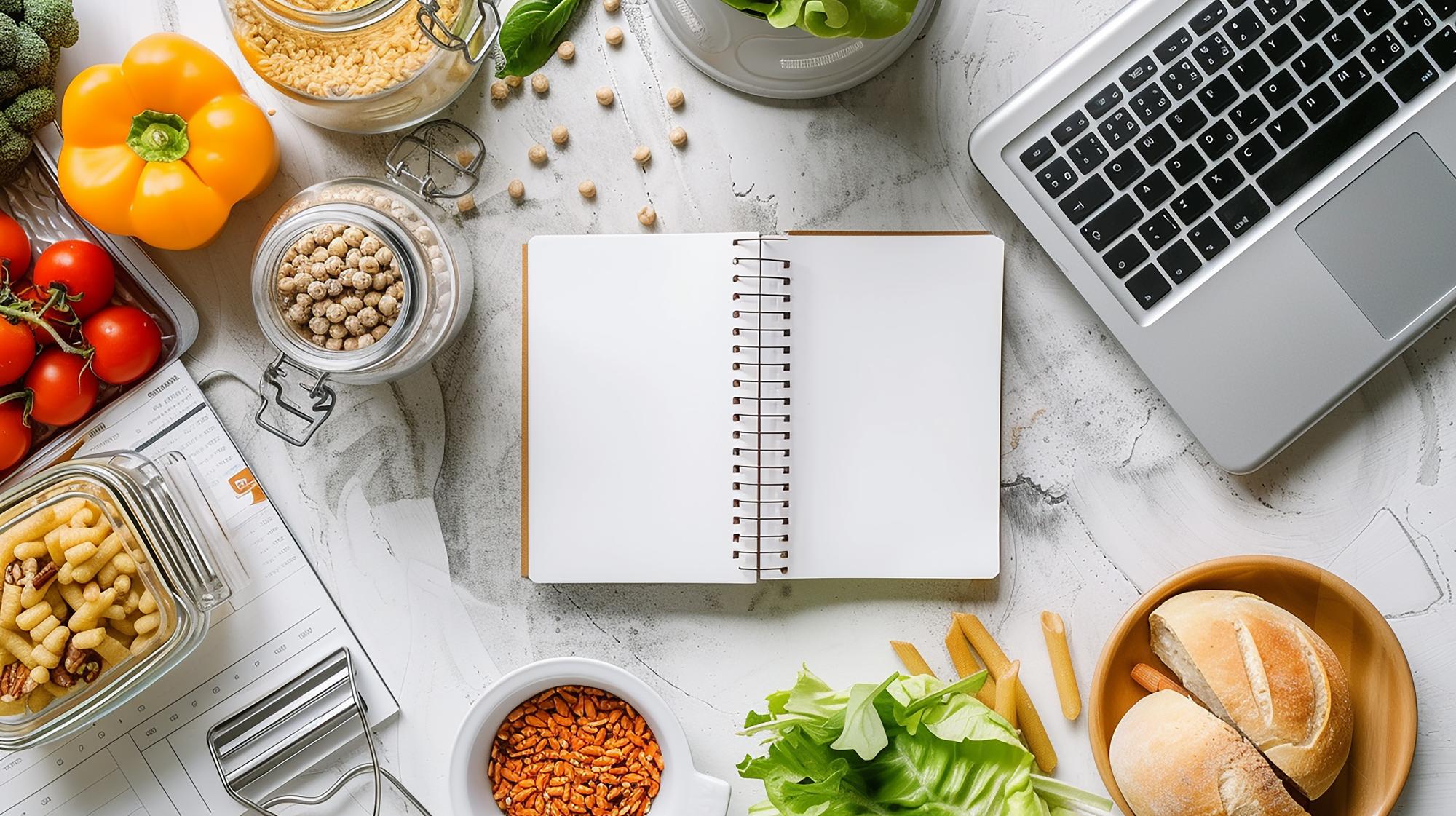 Tavolo con appunti per piano alimentare